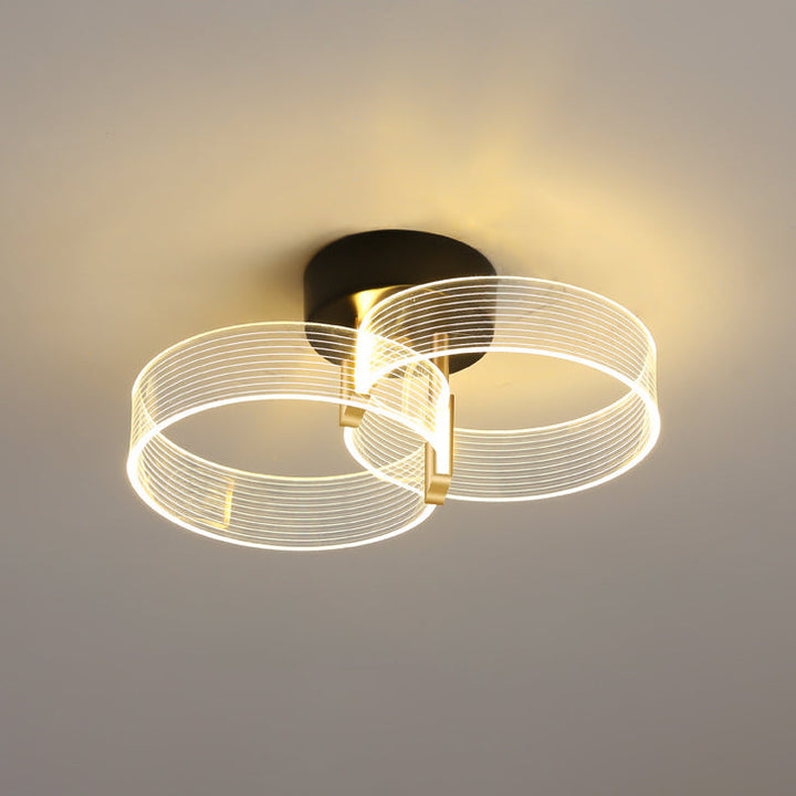 Moderno minimalista multi redondo de aluminio acrílico LED semi-empotrado luz de techo para sala de estar 