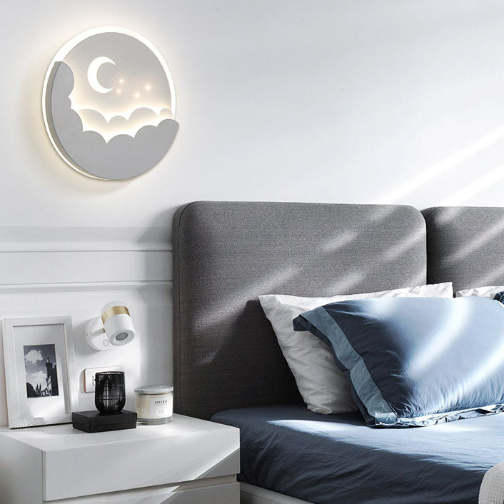 Moderne Einfachheit Runde Mond Eisen Aluminium Acryl LED Deckenleuchte für Schlafzimmer 