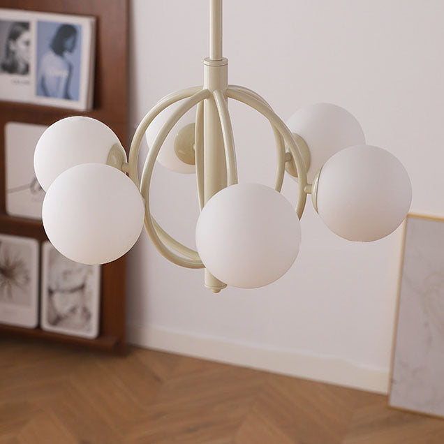 Moderner Übergangsleuchter aus Eisen und Glas mit 6 Lichtern für das Wohnzimmer 