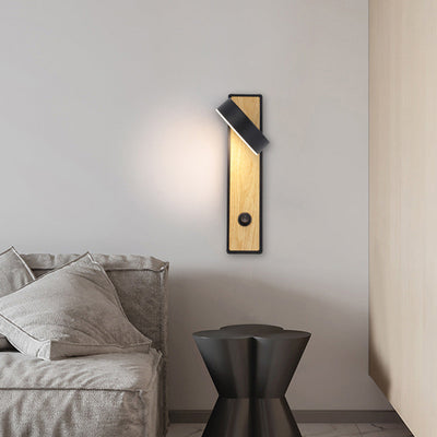 Applique Murale LED Rotative Rectangle en Aluminium Géométrique de Simplicité Contemporaine pour Chambre 