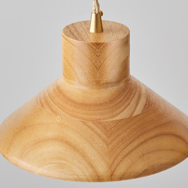 Bol japonais traditionnel en bois de caoutchouc conique 1/2/3 lumière suspension lustres pour salle à manger 