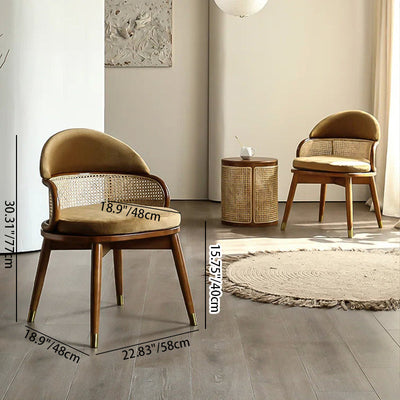 Chaise de salle à manger contemporaine en bois de frêne tissé nordique, tissu en rotin, éponge, dossier rond pour salle à manger 