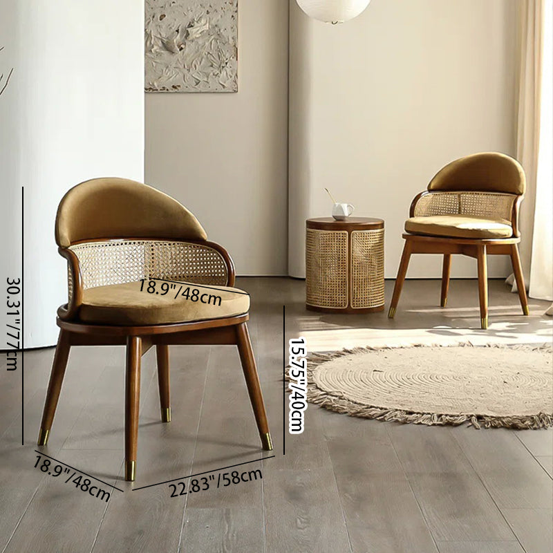 Chaise de salle à manger contemporaine en bois de frêne tissé nordique, tissu en rotin, éponge, dossier rond pour salle à manger 