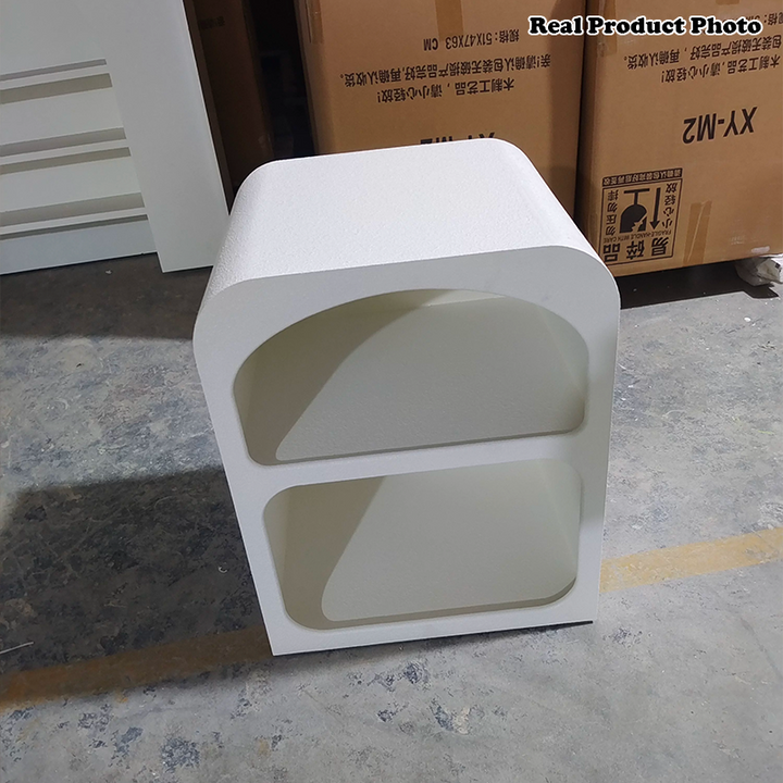 Modern Simplicity MDF Grainy Square Arched Door Nightstand 2-Tier Storage For Bedside