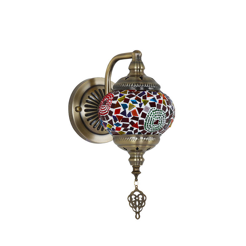 Applique Murale Globe en Mosaïque de Verre et Fer Rétro Contemporain à 1 Lumière Pour Couloir 