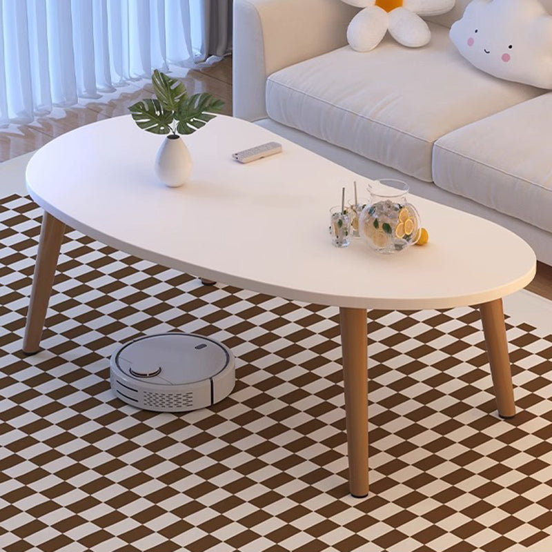 Mesa de café de madera con forma ovalada de mango minimalista moderna para sala de estar 