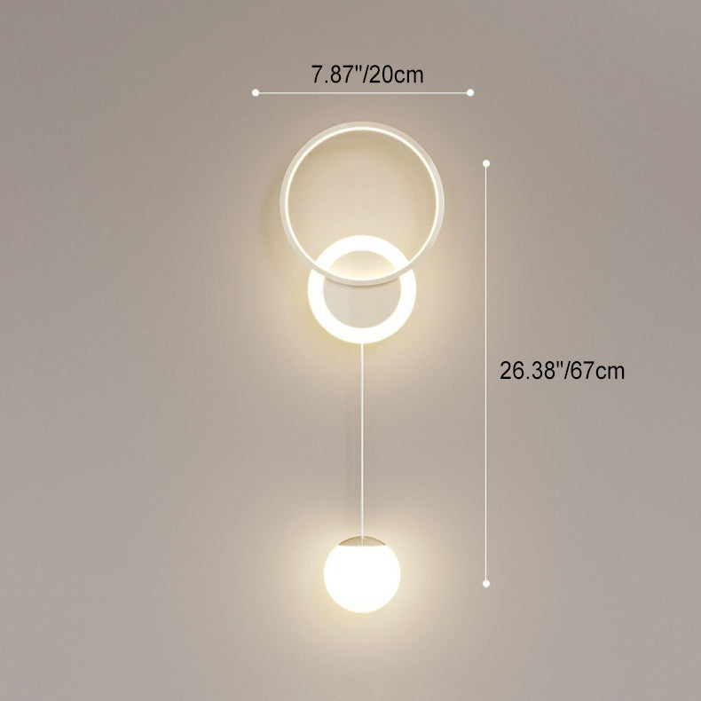 Lámpara de Aplique de Pared LED de Bola Redonda de Hierro y Acrílico de Simplicidad Moderna para Mesita de Noche 