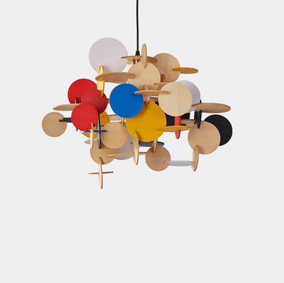 Nordic Creative Round Building Blocks Solid Wood 1-Light Pendant Light