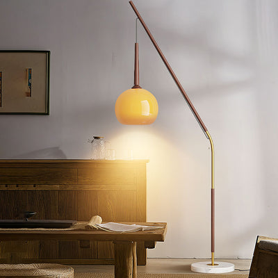 Traditional Vintage Orb Iron Glass 1-Light Standing Floor Lamp For Bedroom