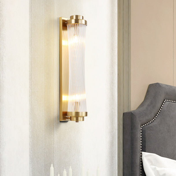 Cilindro de Vidrio de Hierro Tradicional Europeo Aplique de Pared de 2 Luces para Sala de Estar 