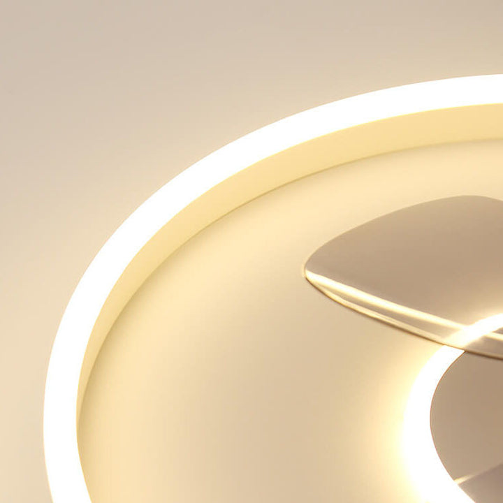 Contemporary Nordic Round Iron Silicone Aluminum Invisible LED Flush Mount Ceiling Fan Light For Living Room &amp; Bedroom