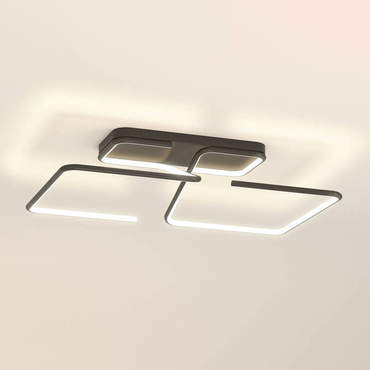 Modern Minimalist Lines Rectangular Iron Acrylic LED Flush Mount Ceiling Light