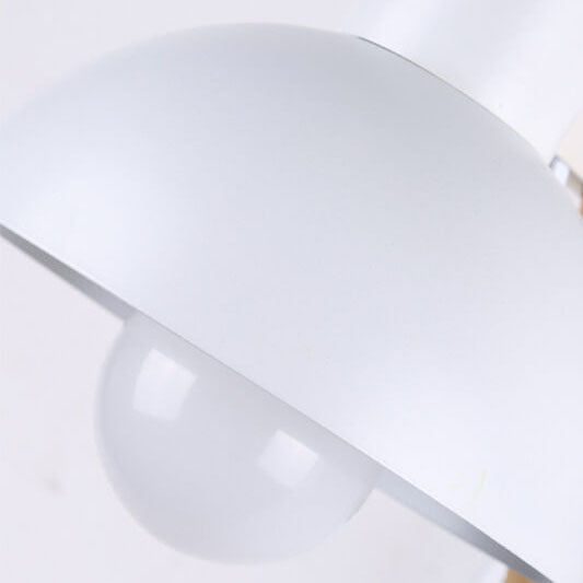 Lámpara de Pared de 1 Luz con Brazo de Madera Ajustable en Semicírculo de Hierro Nórdico Moderno 