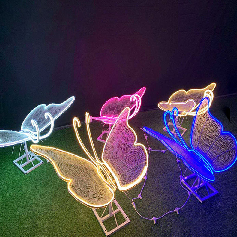 إضاءة خارجية LED على شكل فراشة من الألياف الزجاجية العازلة للماء بأسلوب آرت ديكو الحديث للحديقة 