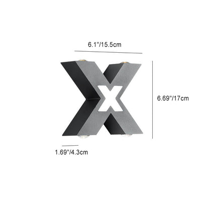 Applique murale LED en aluminium étanche minimaliste moderne en forme de X pour patio extérieur 