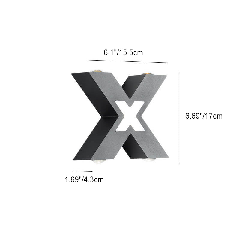 Applique murale LED en aluminium étanche minimaliste moderne en forme de X pour patio extérieur 