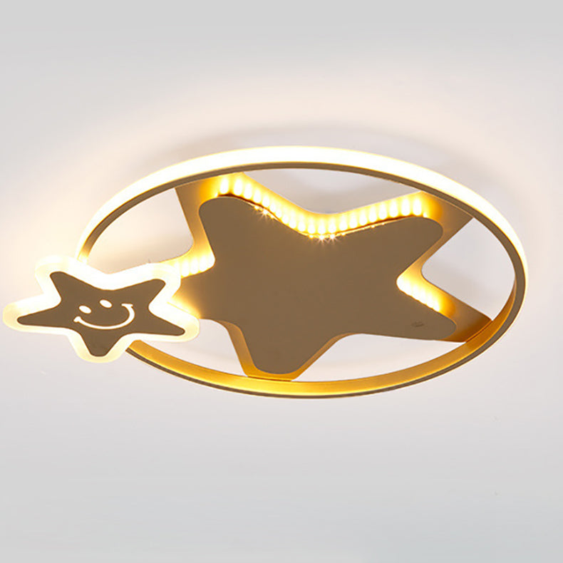 Moderne Luxus Eisen Acryl Runde Krone Herz Stern Berg LED Unterputz Deckenleuchte für Schlafzimmer 