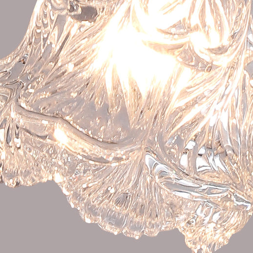 Zeitgenössische Luxus Messing Blume Glas Schatten 1-Licht Pendelleuchte für Wohnzimmer 