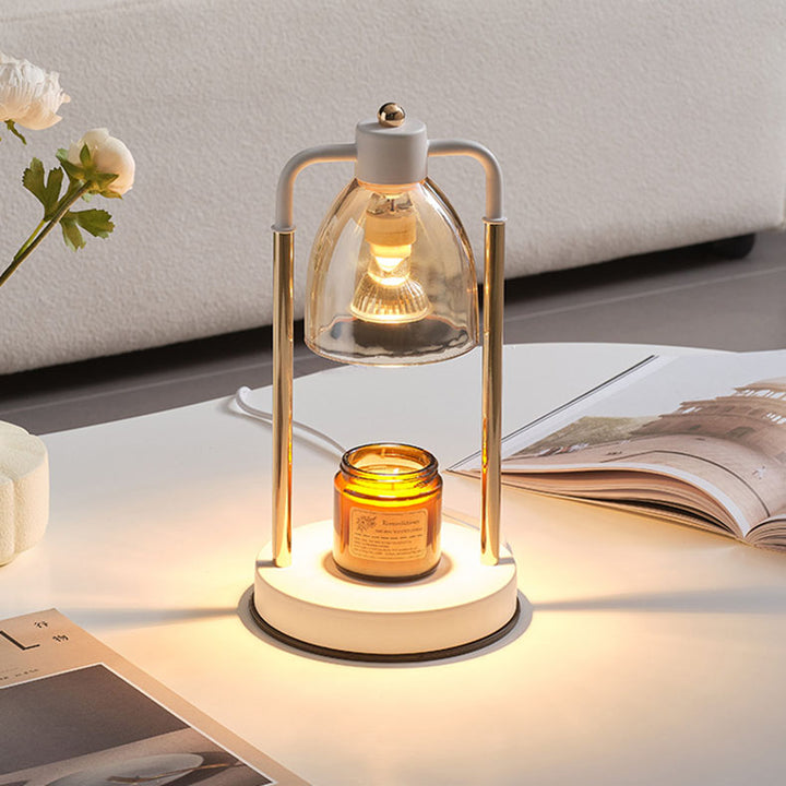 Lampe de table contemporaine nordique en fer et verre conique rectangulaire à 1 lumière avec cire fondante pour chambre 