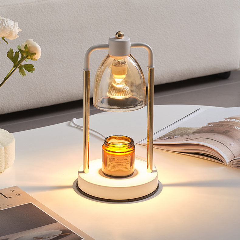 Lámpara de mesa rectangular nórdica contemporánea de hierro y vidrio cónico de 1 luz con cera derretida para dormitorio 