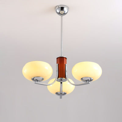Traditional French Iron Glass Round Shape 3/6-Light Chandelier For Living Room