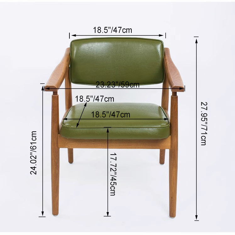 Contemporary Nordic PU Leather Rubberwood Sponge Square Rectangular Dining Chair Backrest Armrest For Dining Room