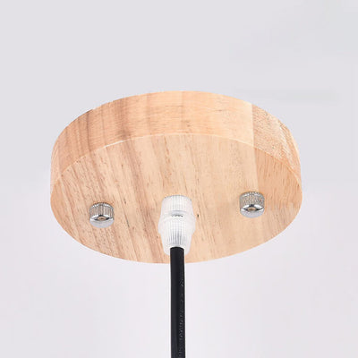 Japanese Retro Solid Wood Hollow Umbrella Shade 1-Light Pendant Light