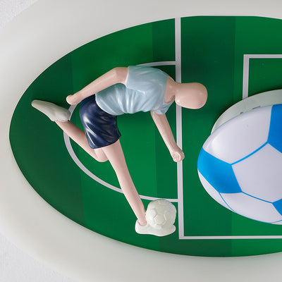Modern Art Deco Soccer Round Acrylic Iron LED Flush Mount Ceiling Light For Living Room