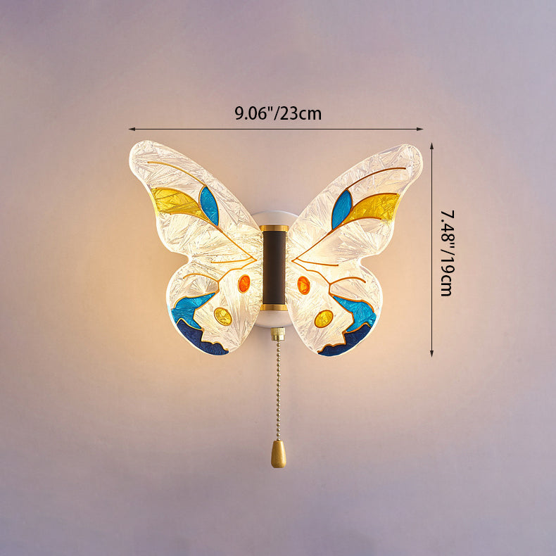Zeitgenössische kreative Schmetterling Emaille farbige Acryl Flügel Eisen LED Wandleuchte Lampe für Wohnzimmer 