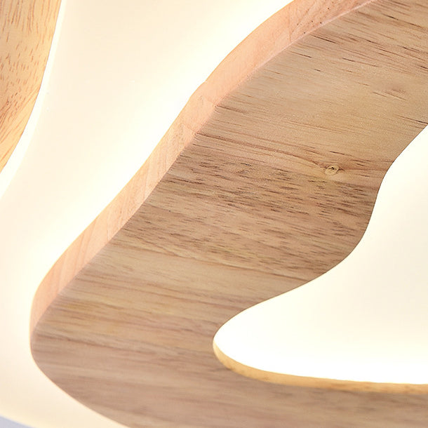 Luz de techo LED de montaje empotrado con diseño ondulado de grano de madera Zen chino tradicional para sala de estar 