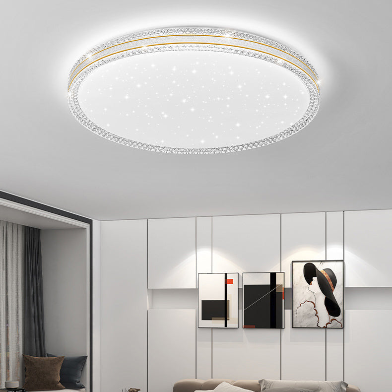 Contemporary Scandinavian Iron Acrylic Round Square Acrylic Skeleton Border LED Flush Mount Ceiling Light For Living Room