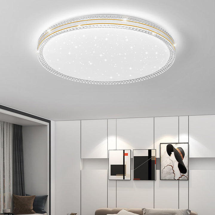 Contemporary Scandinavian Iron Acrylic Round Square Acrylic Skeleton Border LED Flush Mount Ceiling Light For Living Room