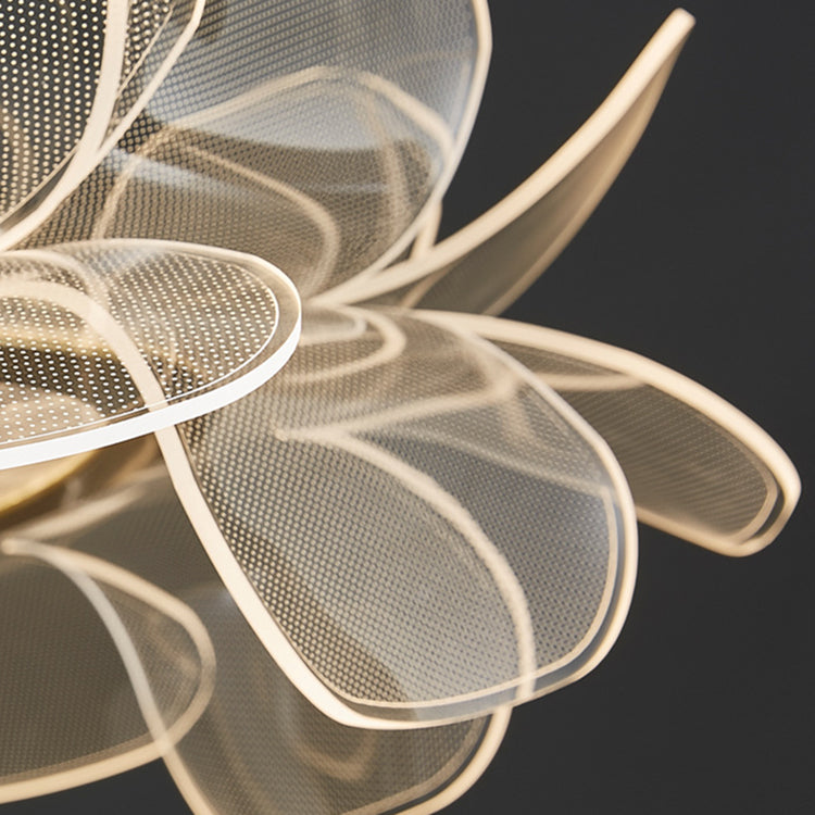 Moderne minimalistische runde Blume klares Metall Acryl LED Insel Licht Kronleuchter für Esszimmer 