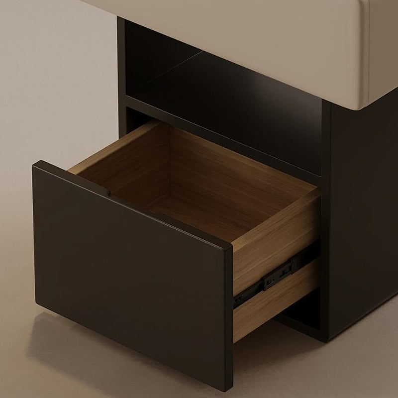 Chevet moderne minimaliste carré en pin à faible teneur en carbone avec 1 tiroir pour chambre à coucher 