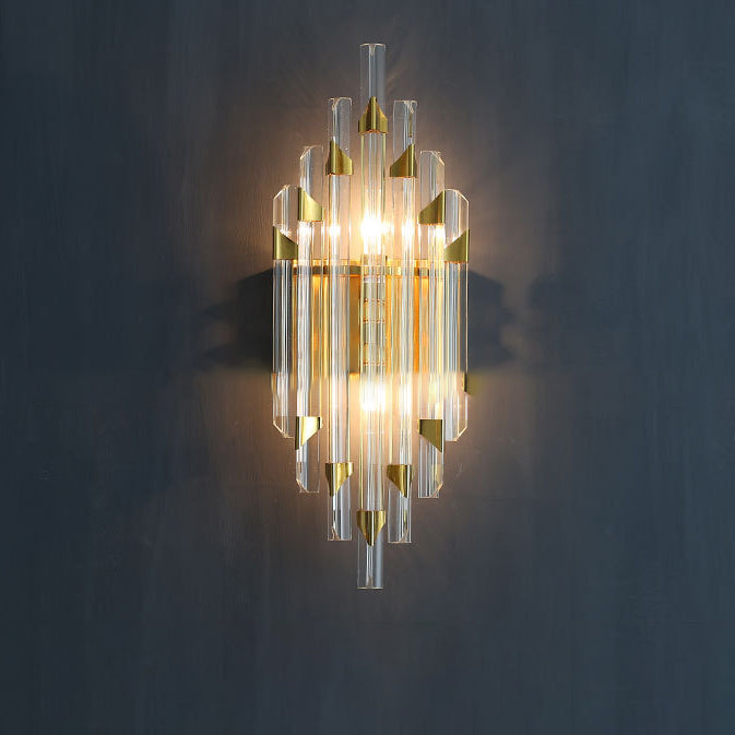 Zeitgenössische Luxus Streifen Hardware Kristall 2/4 Licht Wandleuchte Lampe für Wohnzimmer 