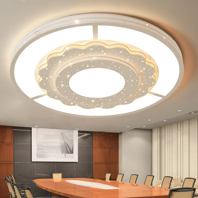 Zeitgenössische Einfachheit Sternenhimmel Dekor Blume Rand Acryl Runde Schatten LED Unterputz Deckenleuchte Für Wohnzimmer 