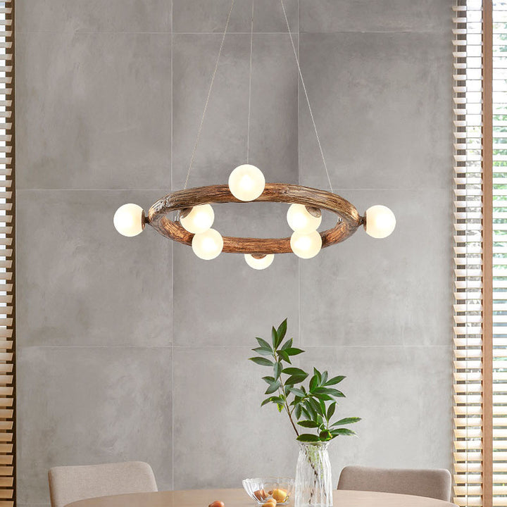 伝統的なヴィンテージ樹脂の木の枝サークルリング8/10/12ライトシャンデリア、ダイニングルーム用 