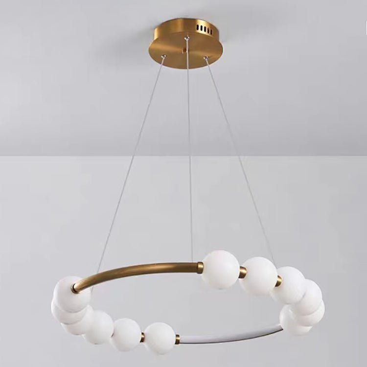 Lustre LED en aluminium et verre rond minimaliste moderne pour salon 