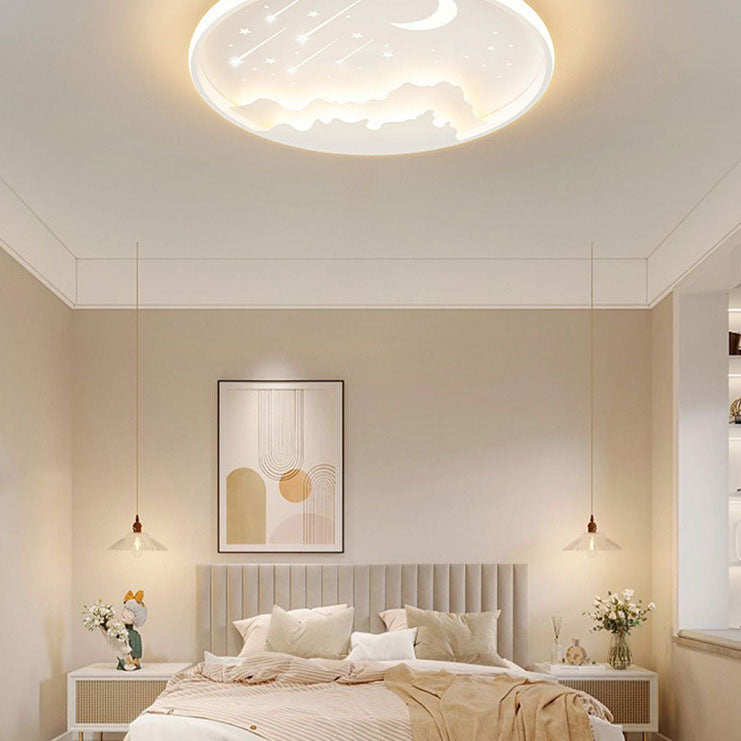 Modern Simplicity Iron Round Children LED Flush Mount Ceiling Light For Bedroom