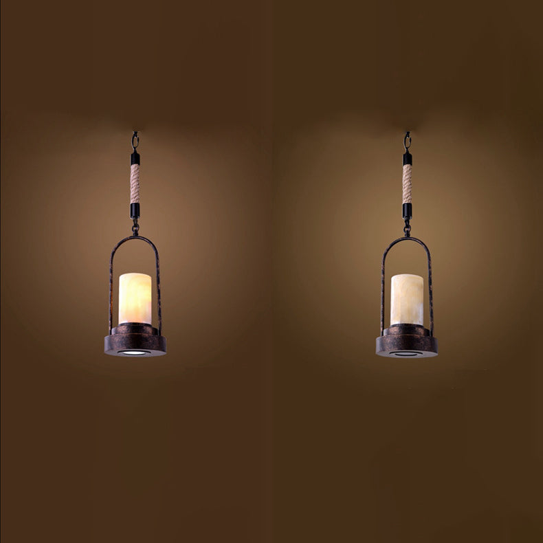 Vintage Industrial Candle 1-Light Hemp Wire LED Pendant Light