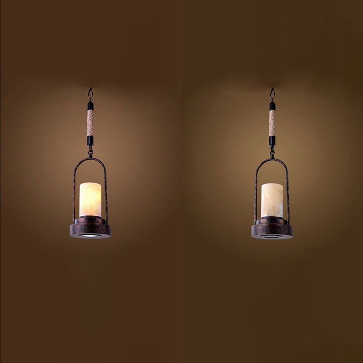 Vintage Industrial Candle 1-Light Hemp Wire LED Pendant Light