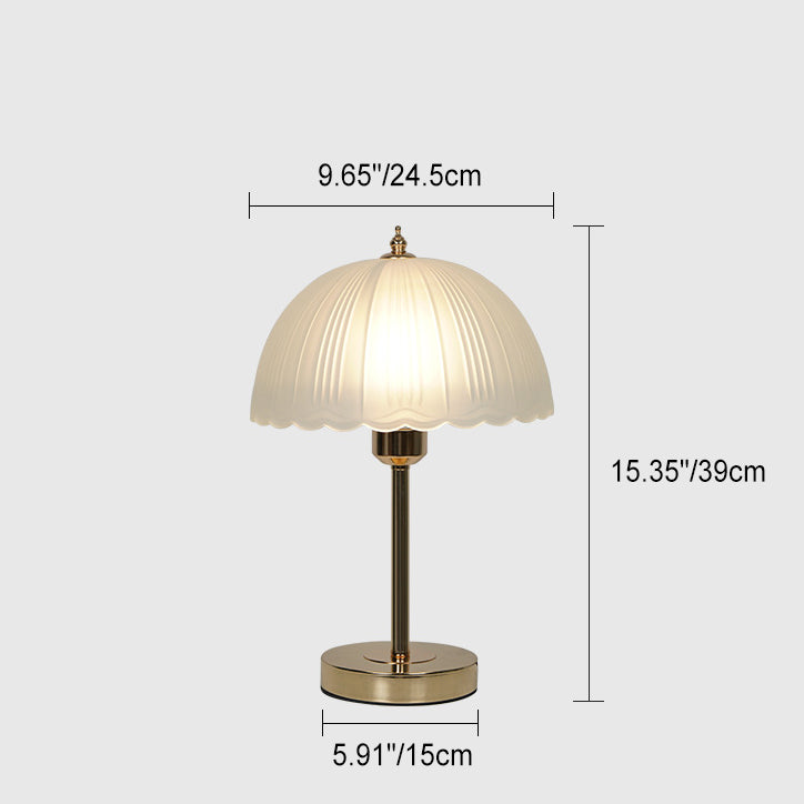 Contemporary Nordic Iron Glass Dome Petal 1-Light Table Lamp For Bedside
