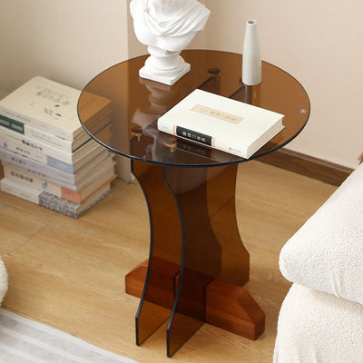 Moderner minimalistischer runder Glastisch 1-stufig für Wohnzimmer 
