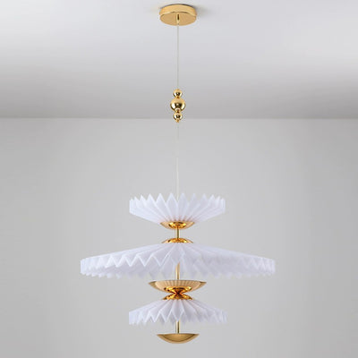 Modern Art Deco Pleated Round Acrylic Iron LED Chandelier For Living Room