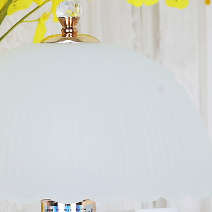 Contemporary Scandinavian Flower Umbrella Glass Ceramic 1-Light Table Lamp For Bedroom