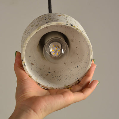 Contemporary Scandinavian Round Terrazzo Jade 1-Light Pendant Light For Living Room