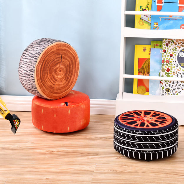 Pouf repose-pieds rond en tissu à motif de fruits créatif contemporain pour salon 