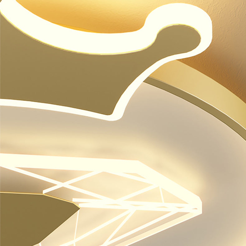 Moderne Art Deco Crown Diamant Runde Acryl Eisen LED Unterputz Deckenleuchte Für Schlafzimmer 