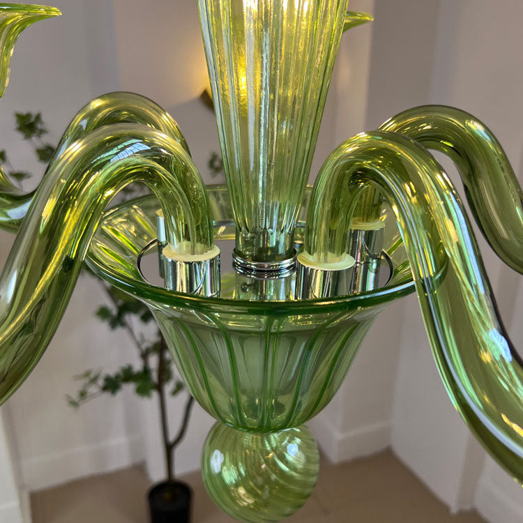 Diseño de candelabro de vidrio francés tradicional de hierro con 6 luces para sala de estar 