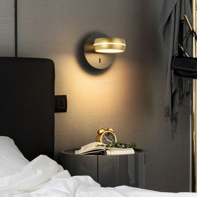Lámpara Aplique de Pared LED PS de Aluminio y Hierro Rectangular Redonda Minimalista Moderna para Dormitorio 